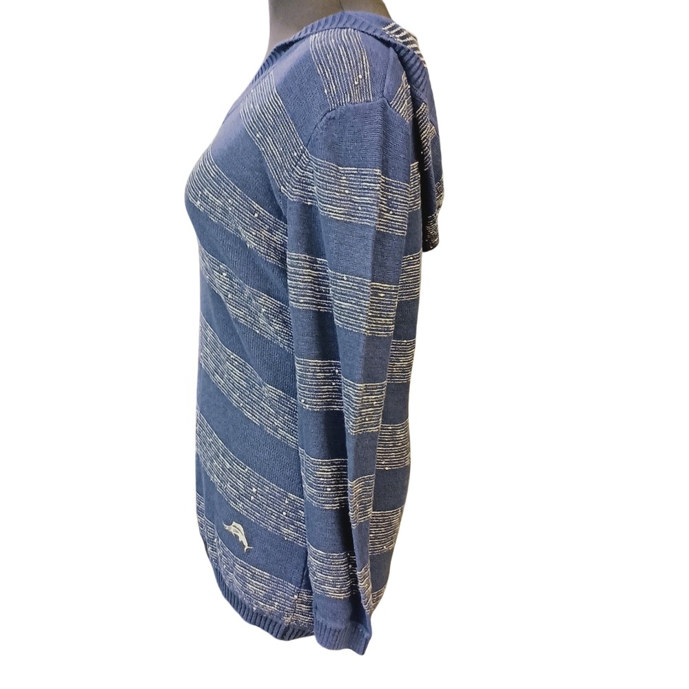 Tommy Bahama Relax Hoodie V-Neck Striped Knit Sweater SKUW626 - Picture 3 of 6